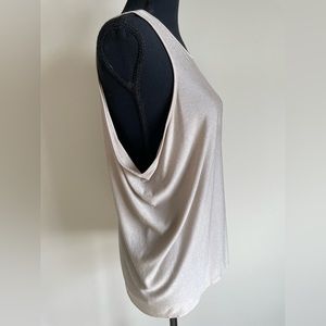 Aritzia Babaton Sz XS Oversized Tank Top Blouse Neutral Keyhole Back Beige Cream